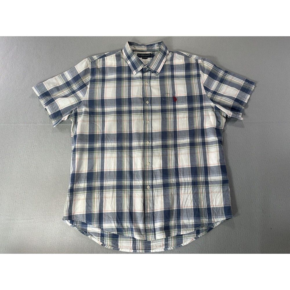 Men's US Polo Assn Plaid Button Up Shirt Short Sleeve Size 2XL  Style 11C439